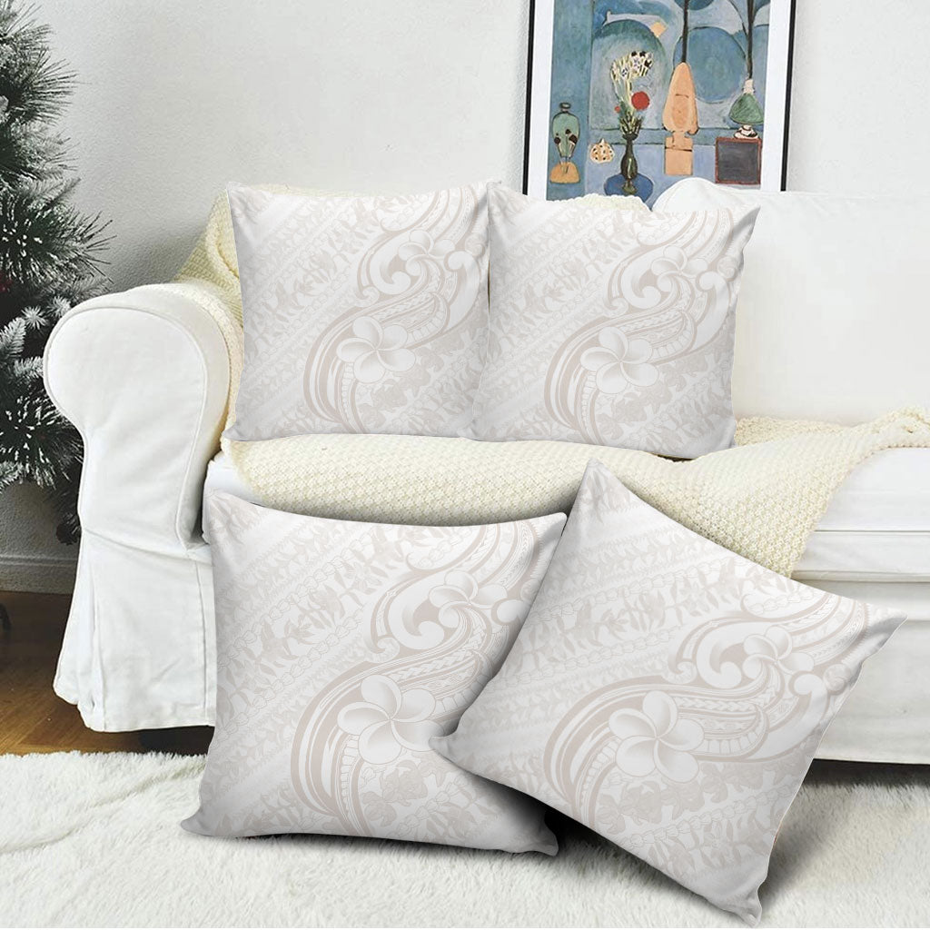 Hawaii Plumeria Lokelani Pikake Lei Pillow Cover Sandy Beige Polynesian Tattoo LT9 - Polynesian Pride