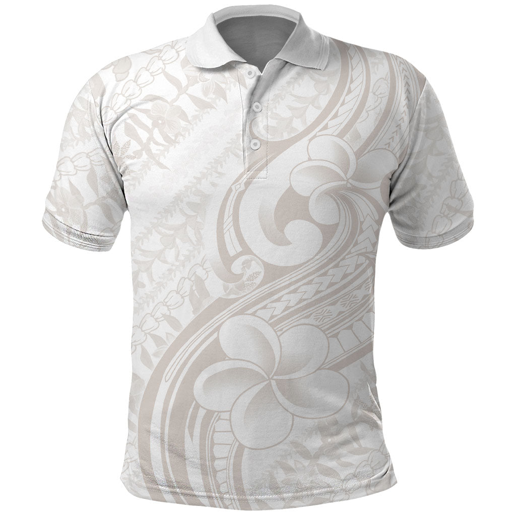 Hawaii Plumeria Lokelani Pikake Lei Polo Shirt Sandy Beige Polynesian Tattoo LT9 Beige - Polynesian Pride