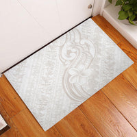 Hawaii Plumeria Lokelani Pikake Lei Rubber Doormat Sandy Beige Polynesian Tattoo