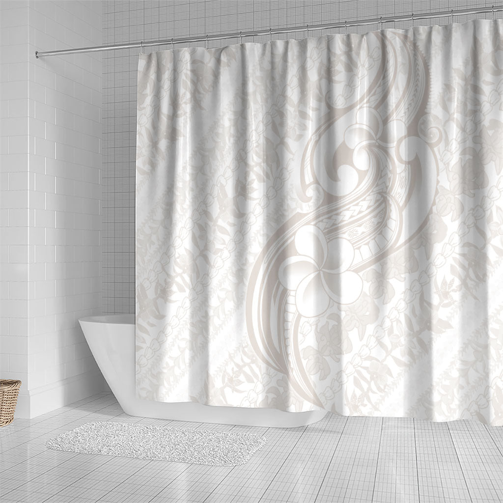 Hawaii Plumeria Lokelani Pikake Lei Shower Curtain Sandy Beige Polynesian Tattoo LT9 - Polynesian Pride
