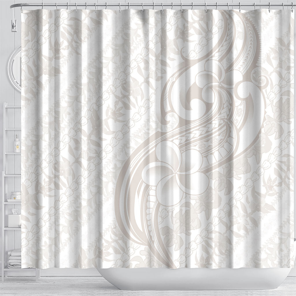 Hawaii Plumeria Lokelani Pikake Lei Shower Curtain Sandy Beige Polynesian Tattoo LT9 - Polynesian Pride