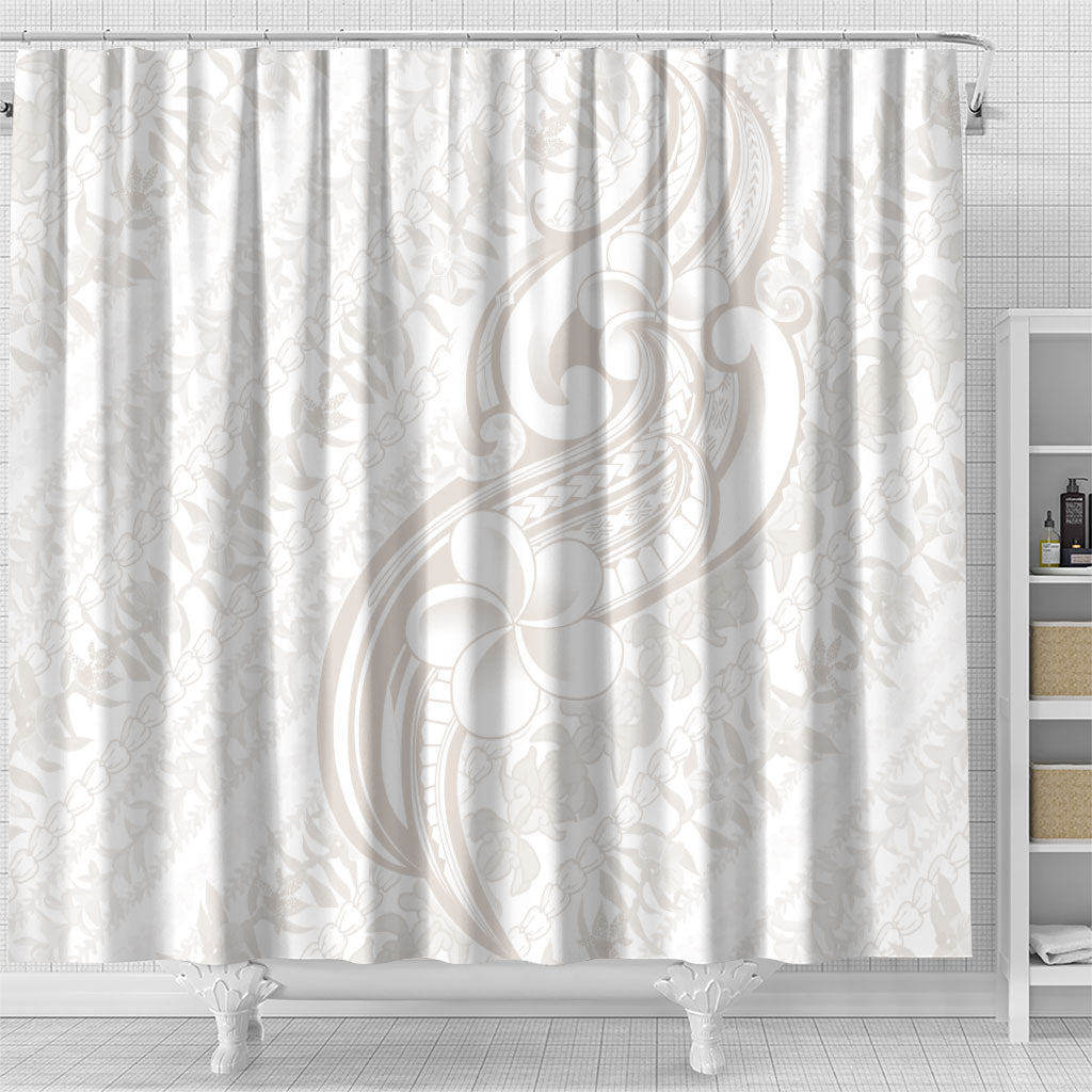 Hawaii Plumeria Lokelani Pikake Lei Shower Curtain Sandy Beige Polynesian Tattoo LT9 - Polynesian Pride
