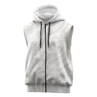 Hawaii Plumeria Lokelani Pikake Lei Sleeveless Zip Hoodie Sandy Beige Polynesian Tattoo