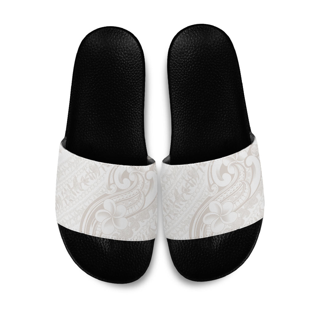 Hawaii Plumeria Lokelani Pikake Lei Slide Sandals Sandy Beige Polynesian Tattoo LT9 Beige - Polynesian Pride