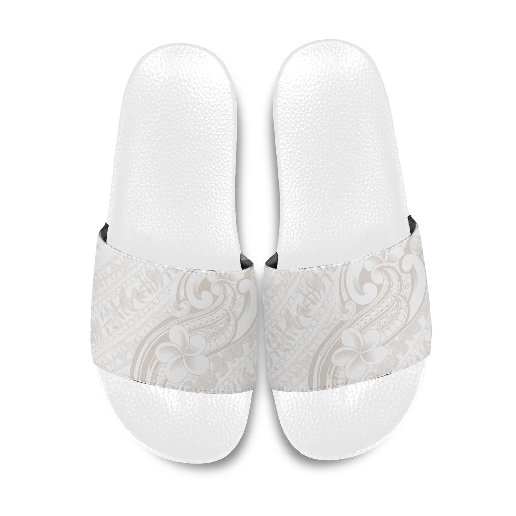 Hawaii Plumeria Lokelani Pikake Lei Slide Sandals Sandy Beige Polynesian Tattoo