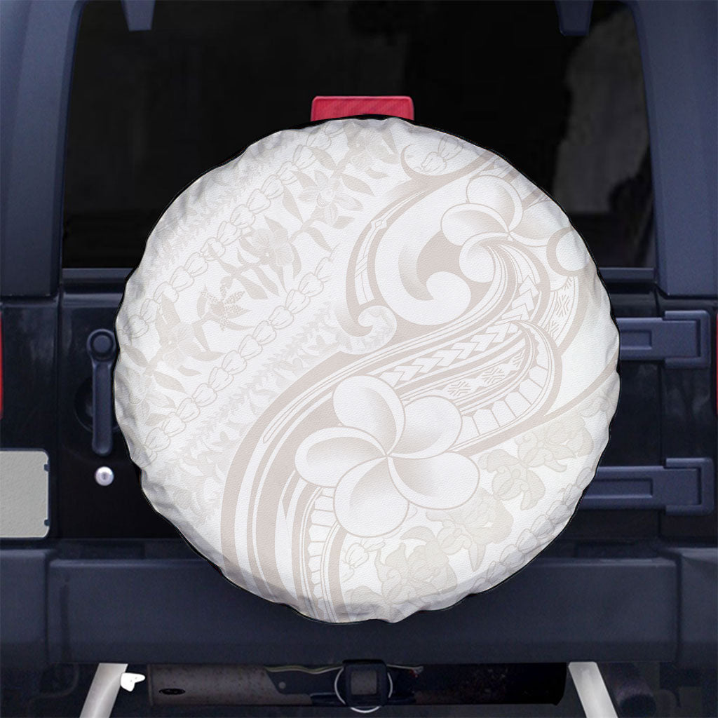 Hawaii Plumeria Lokelani Pikake Lei Spare Tire Cover Sandy Beige Polynesian Tattoo LT9 No hole Beige - Polynesian Pride