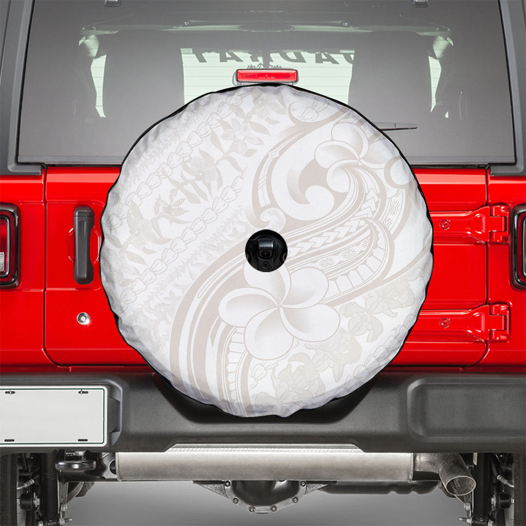 Hawaii Plumeria Lokelani Pikake Lei Spare Tire Cover Sandy Beige Polynesian Tattoo LT9 - Polynesian Pride