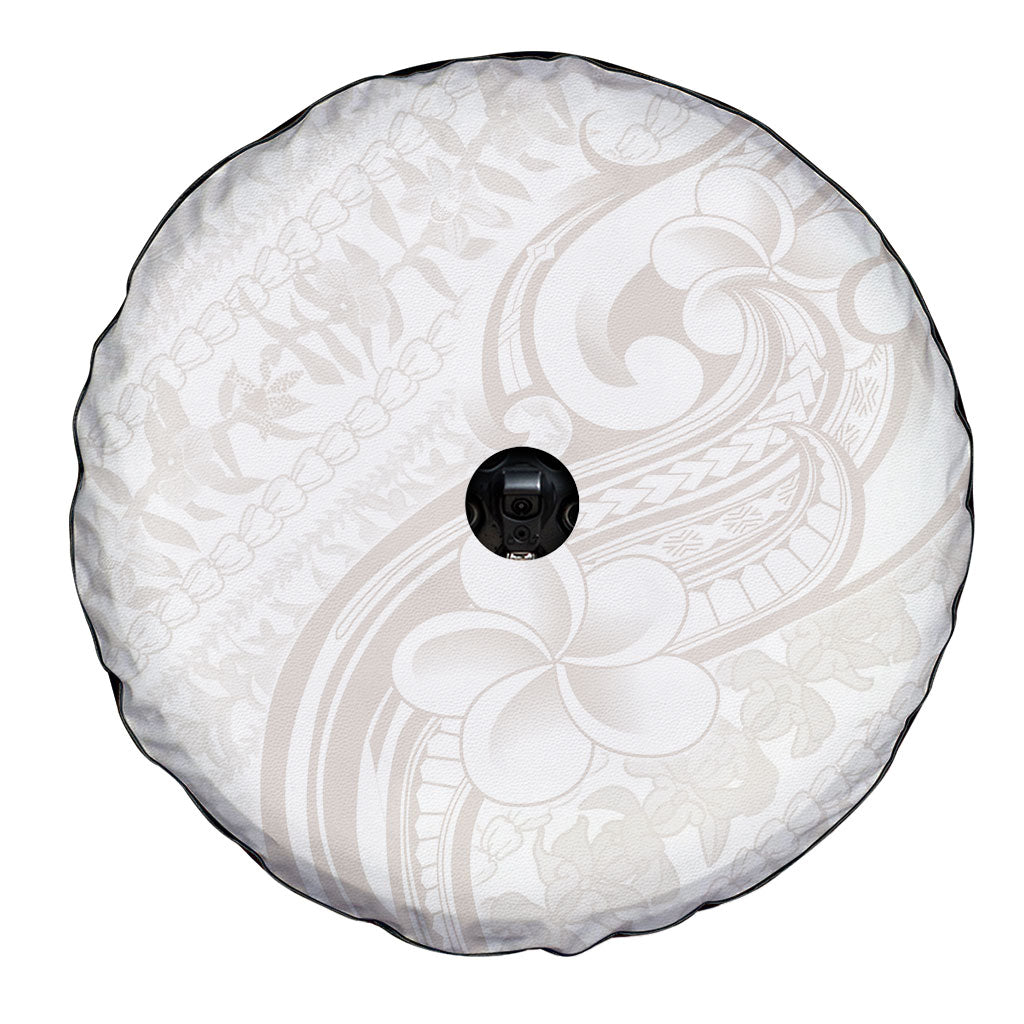 Hawaii Plumeria Lokelani Pikake Lei Spare Tire Cover Sandy Beige Polynesian Tattoo LT9 - Polynesian Pride