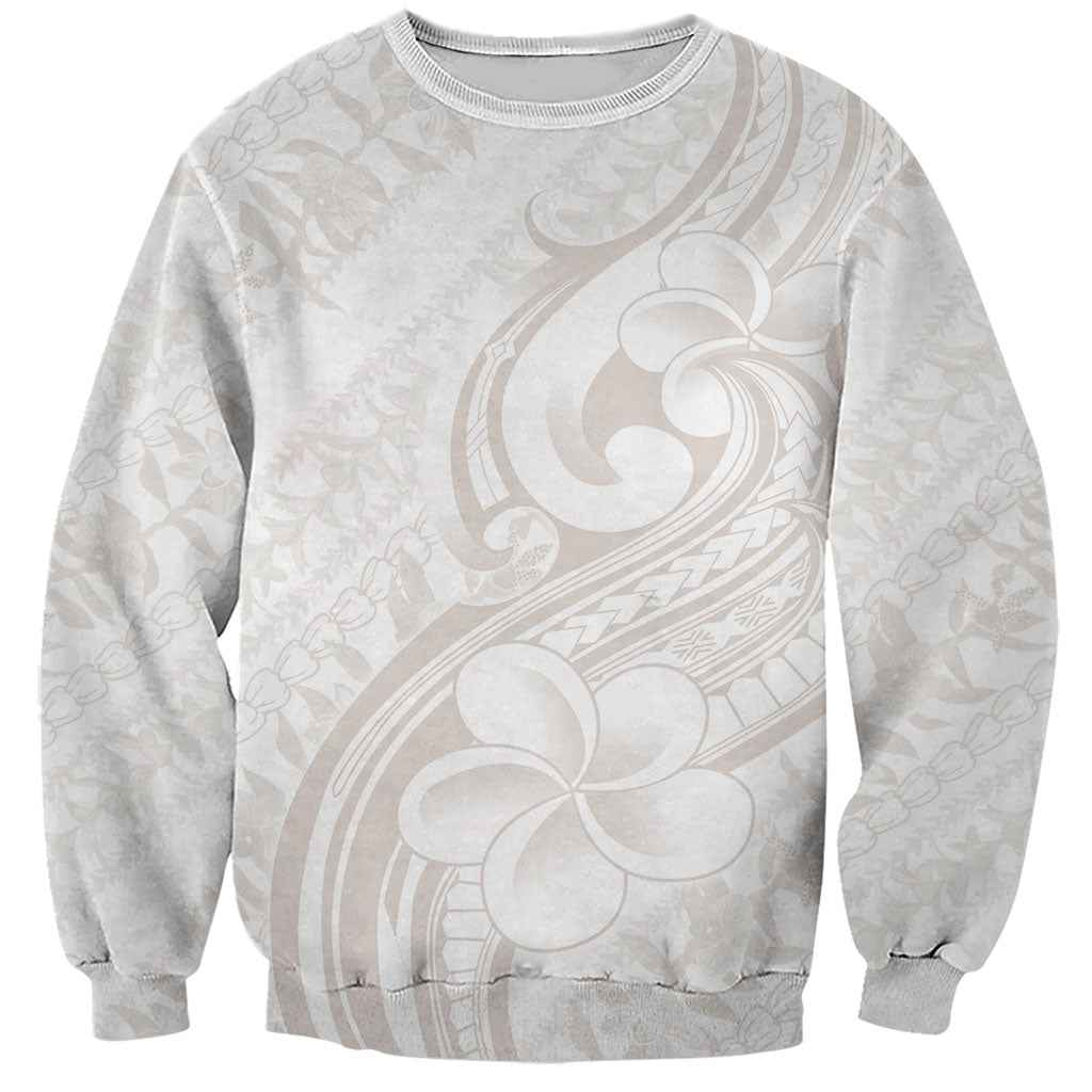 Hawaii Plumeria Lokelani Pikake Lei Sweatshirt Sandy Beige Polynesian Tattoo LT9 Unisex Beige - Polynesian Pride
