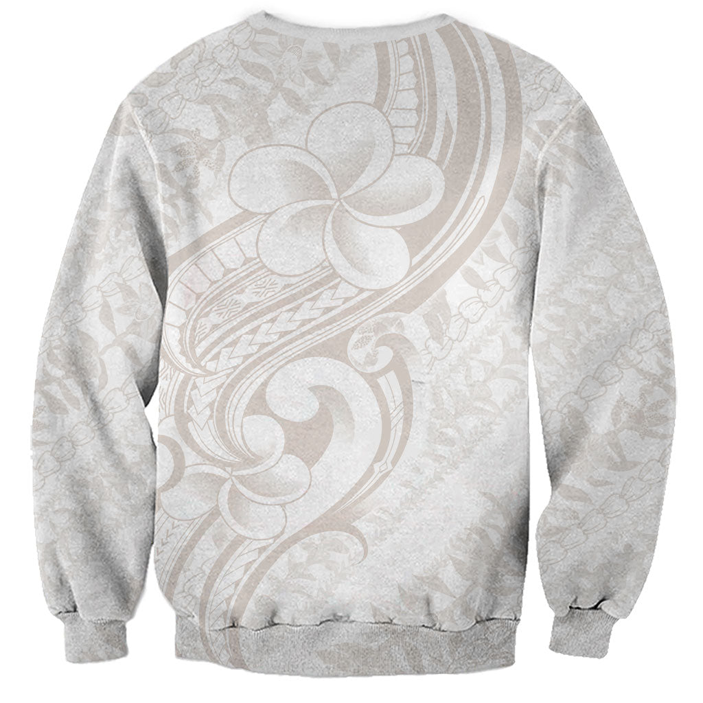 Hawaii Plumeria Lokelani Pikake Lei Sweatshirt Sandy Beige Polynesian Tattoo LT9 - Polynesian Pride