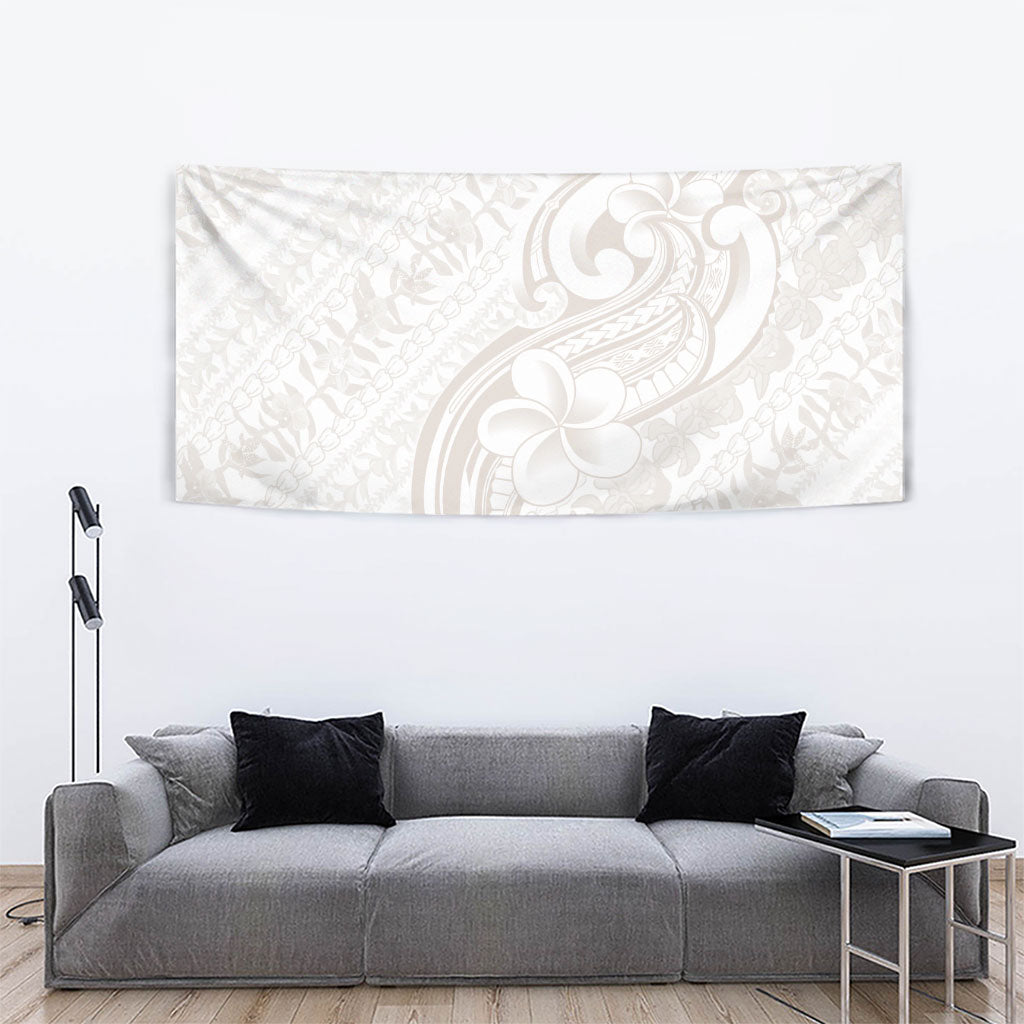Hawaii Plumeria Lokelani Pikake Lei Tapestry Sandy Beige Polynesian Tattoo