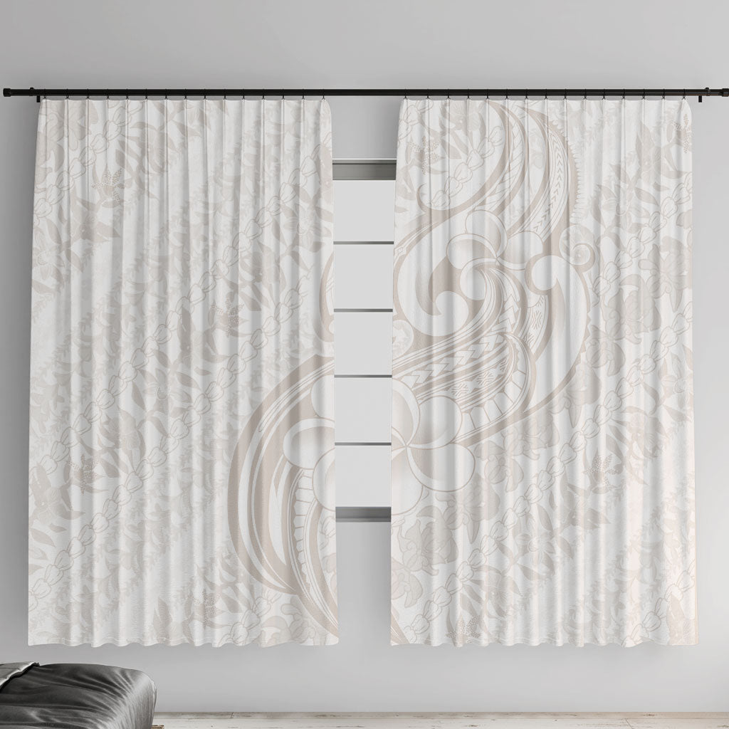 Hawaii Plumeria Lokelani Pikake Lei Window Curtain Sandy Beige Polynesian Tattoo