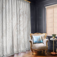 Hawaii Plumeria Lokelani Pikake Lei Window Curtain Sandy Beige Polynesian Tattoo