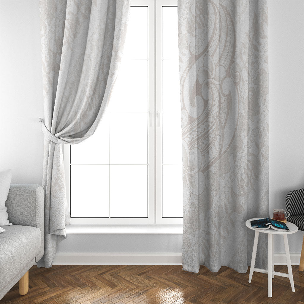 Hawaii Plumeria Lokelani Pikake Lei Window Curtain Sandy Beige Polynesian Tattoo