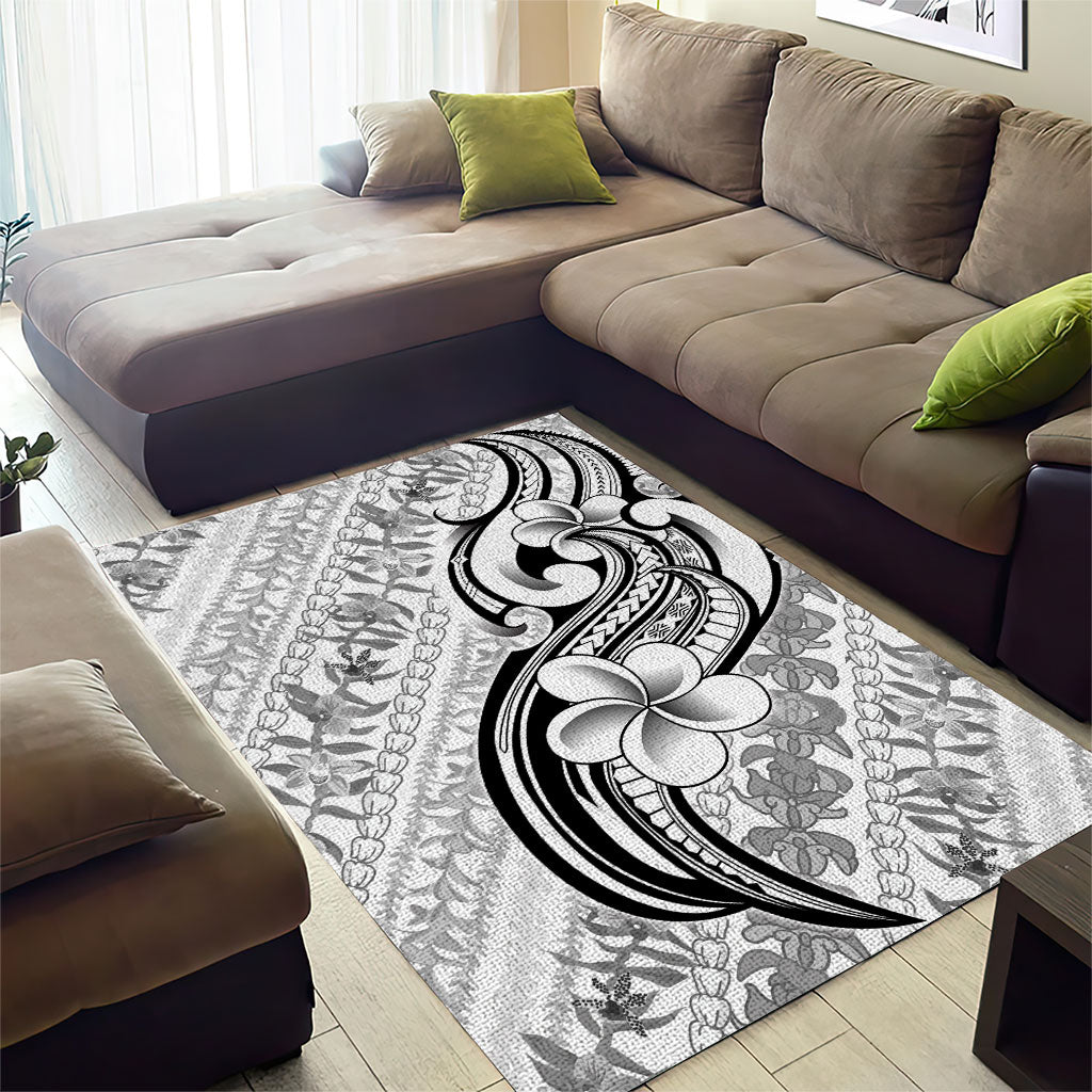 Hawaii Plumeria Lokelani Pikake Lei Area Rug Ele'ele Polynesian Tattoo
