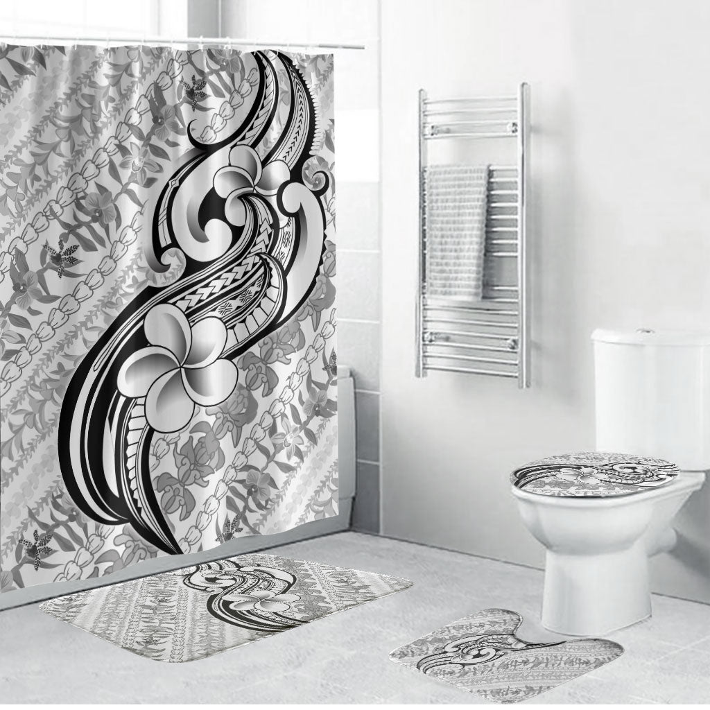 Hawaii Plumeria Lokelani Pikake Lei Bathroom Set Ele'ele Polynesian Tattoo
