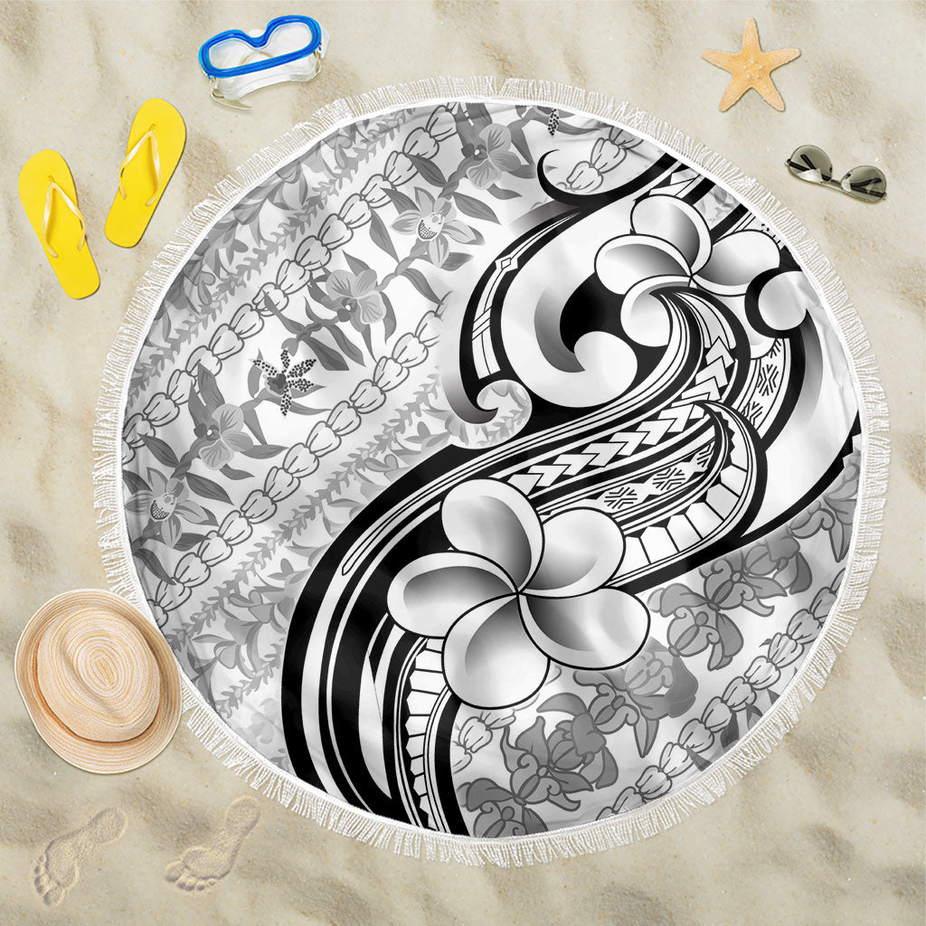 Hawaii Plumeria Lokelani Pikake Lei Beach Blanket Ele'ele Polynesian Tattoo LT9 One Size 150cm Black - Polynesian Pride