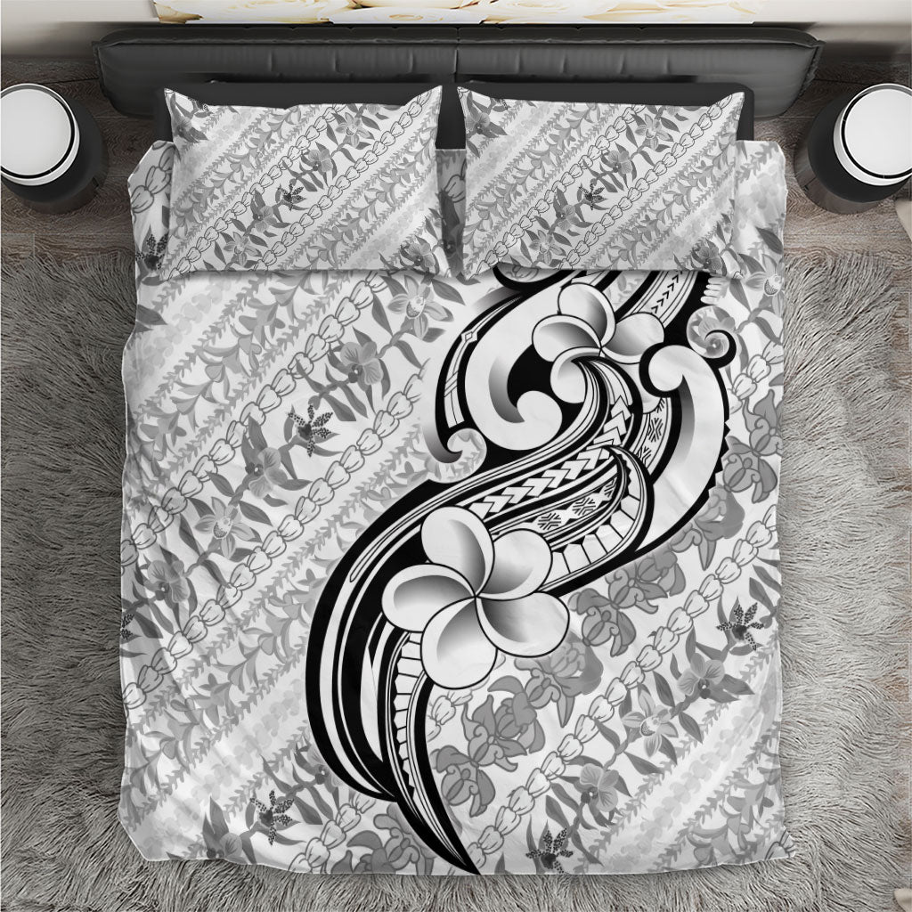 Hawaii Plumeria Lokelani Pikake Lei Bedding Set Ele'ele Polynesian Tattoo LT9 Black - Polynesian Pride