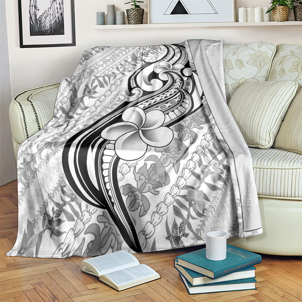 Hawaii Plumeria Lokelani Pikake Lei Blanket Ele'ele Polynesian Tattoo LT9 Black - Polynesian Pride