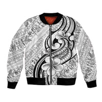 Hawaii Plumeria Lokelani Pikake Lei Bomber Jacket Ele'ele Polynesian Tattoo