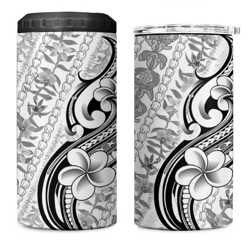 Hawaii Plumeria Lokelani Pikake Lei 4 in 1 Can Cooler Tumbler Ele'ele Polynesian Tattoo LT9 One Size: 16 oz Black - Polynesian Pride