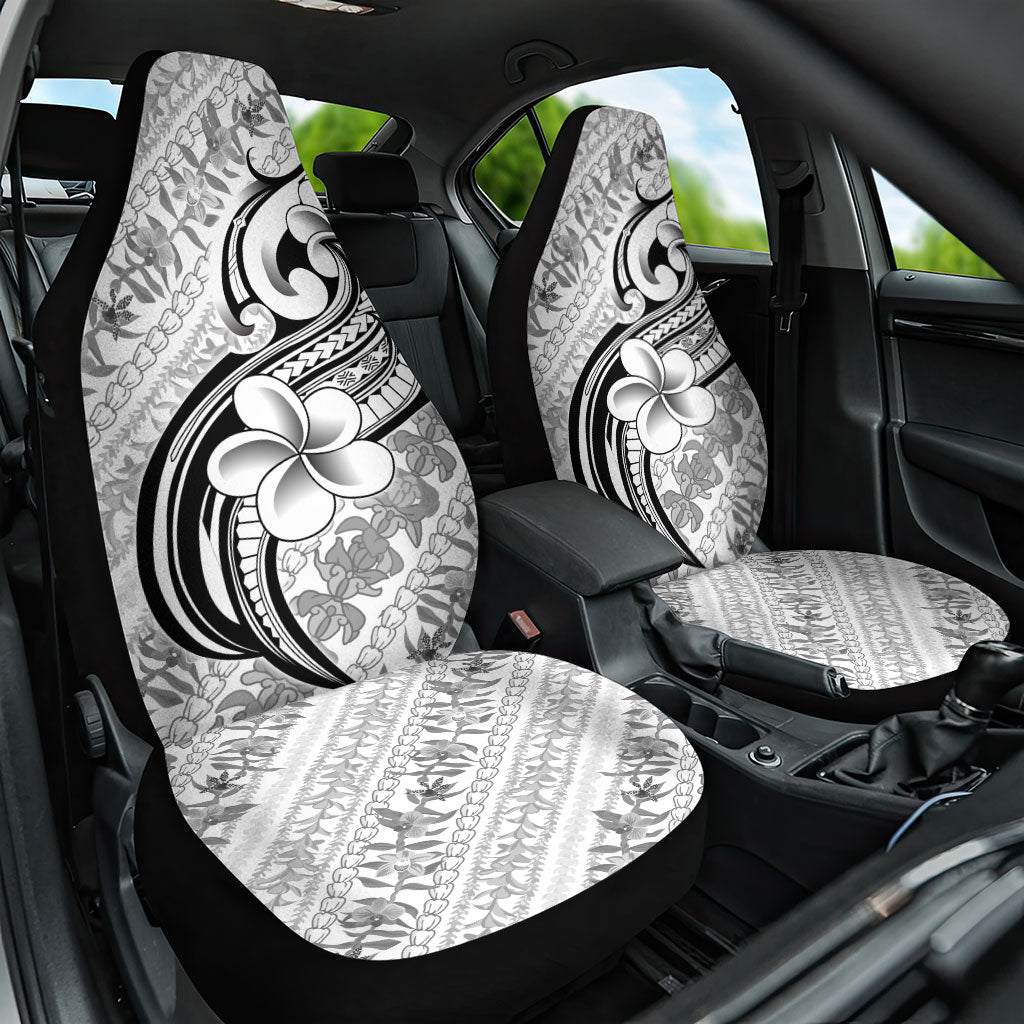Hawaii Plumeria Lokelani Pikake Lei Car Seat Cover Ele'ele Polynesian Tattoo LT9 One Size Black - Polynesian Pride