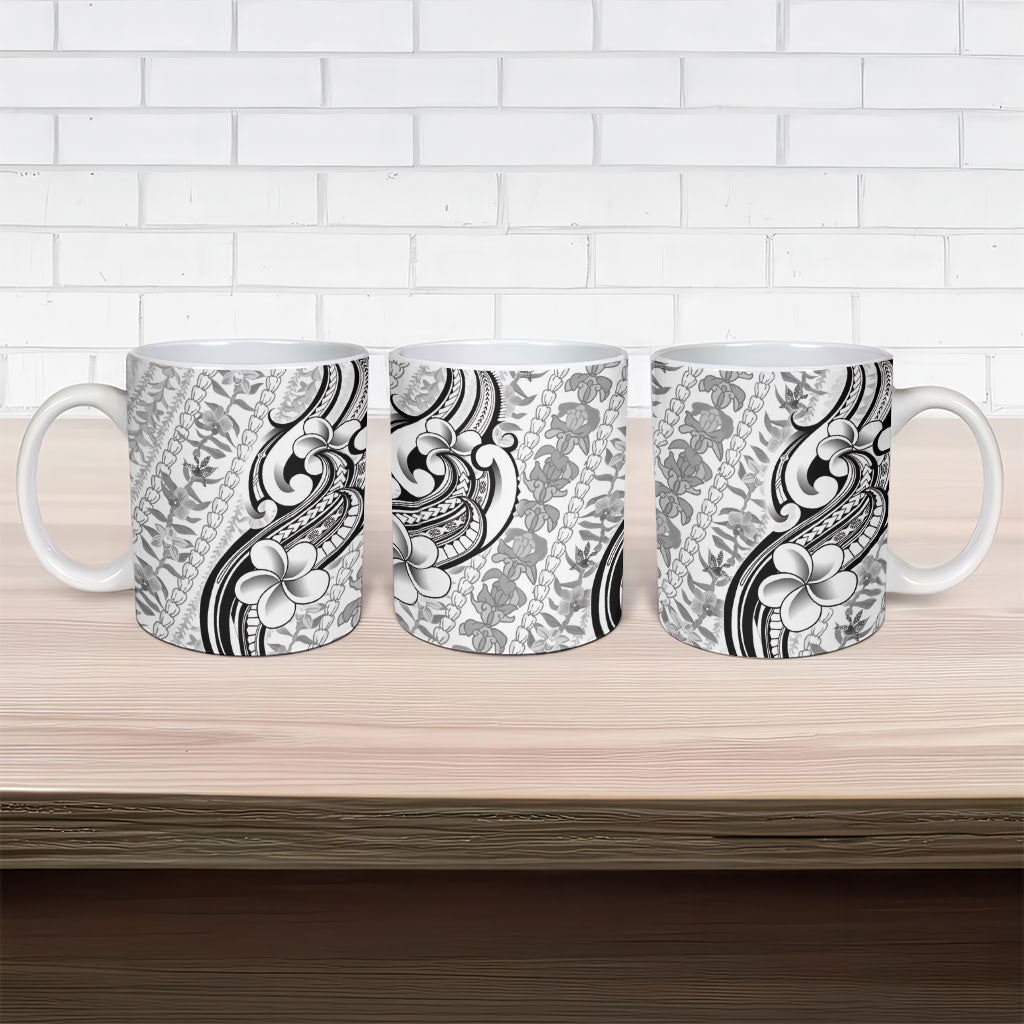 Hawaii Plumeria Lokelani Pikake Lei Ceramic Mug Ele'ele Polynesian Tattoo