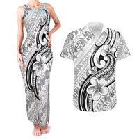 Hawaii Plumeria Lokelani Pikake Lei Couples Matching Tank Maxi Dress and Hawaiian Shirt Ele'ele Polynesian Tattoo