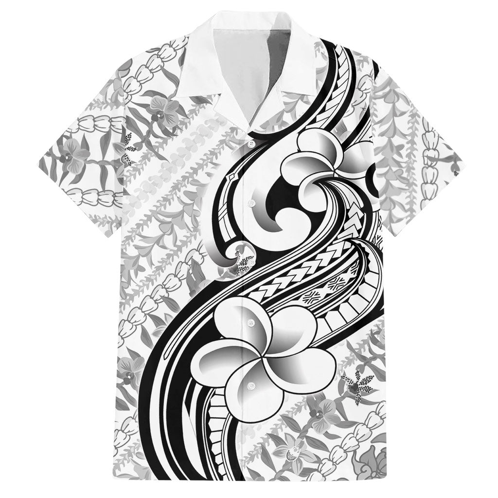 Hawaii Plumeria Lokelani Pikake Lei Hawaiian Shirt Ele'ele Polynesian Tattoo LT9 Black - Polynesian Pride