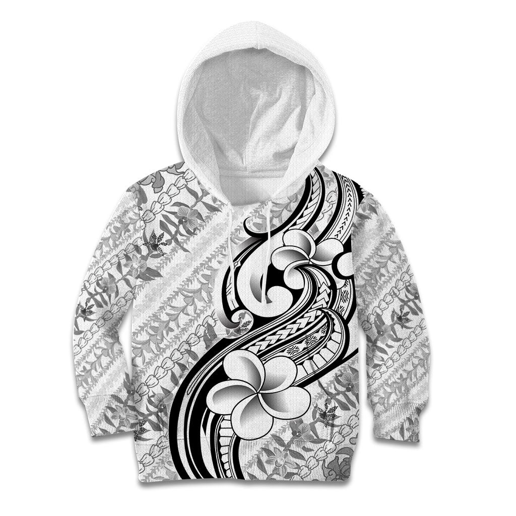 Hawaii Plumeria Lokelani Pikake Lei Kid Hoodie Ele'ele Polynesian Tattoo LT9 Hoodie Black - Polynesian Pride