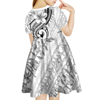 Hawaii Plumeria Lokelani Pikake Lei Kid Short Sleeve Dress Ele'ele Polynesian Tattoo LT9 - Polynesian Pride