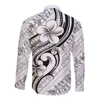 Hawaii Plumeria Lokelani Pikake Lei Long Sleeve Button Shirt Ele'ele Polynesian Tattoo