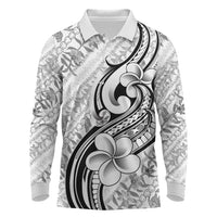 Hawaii Plumeria Lokelani Pikake Lei Long Sleeve Polo Shirt Ele'ele Polynesian Tattoo