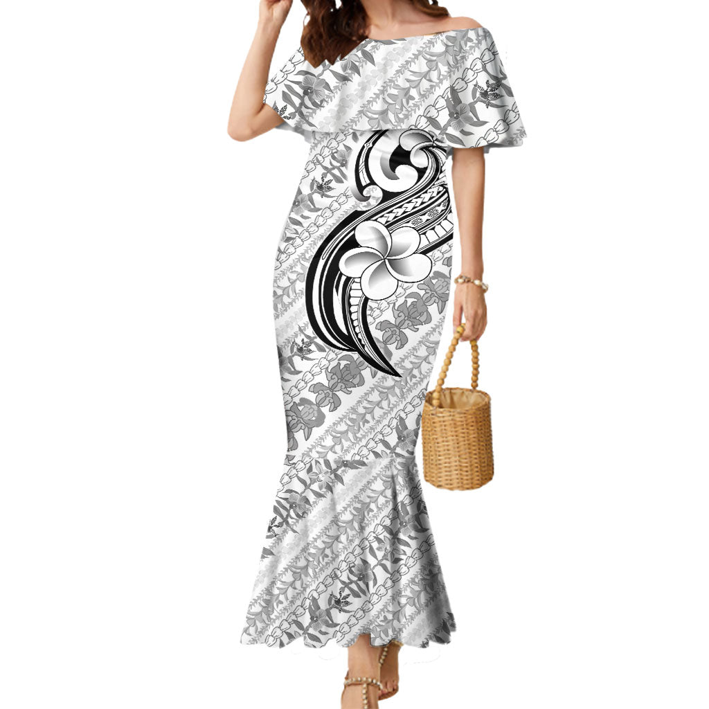 Hawaii Plumeria Lokelani Pikake Lei Mermaid Dress Ele'ele Polynesian Tattoo LT9 Women Black - Polynesian Pride