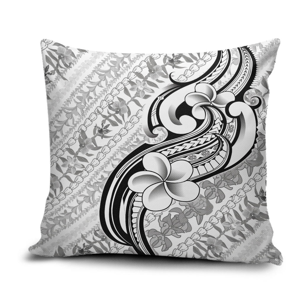 Hawaii Plumeria Lokelani Pikake Lei Pillow Cover Ele'ele Polynesian Tattoo LT9 Black - Polynesian Pride