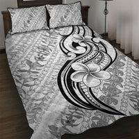 Hawaii Plumeria Lokelani Pikake Lei Quilt Bed Set Ele'ele Polynesian Tattoo LT9 Black - Polynesian Pride