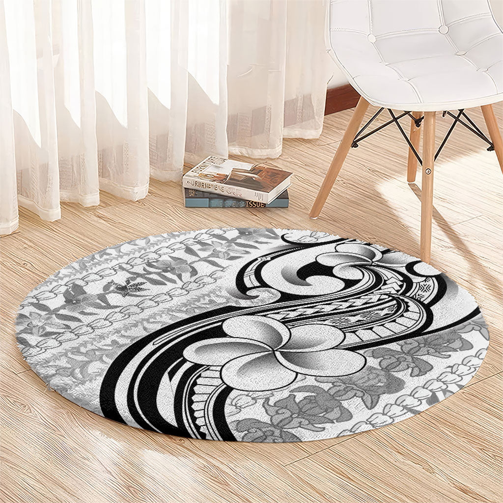 Hawaii Plumeria Lokelani Pikake Lei Round Carpet Ele'ele Polynesian Tattoo