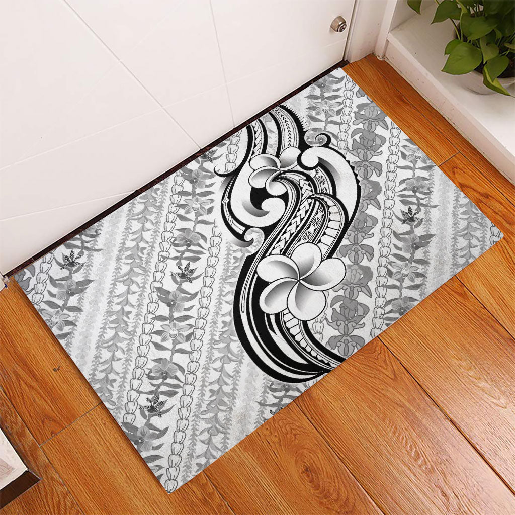 Hawaii Plumeria Lokelani Pikake Lei Rubber Doormat Ele'ele Polynesian Tattoo
