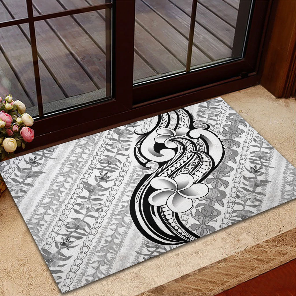 Hawaii Plumeria Lokelani Pikake Lei Rubber Doormat Ele'ele Polynesian Tattoo