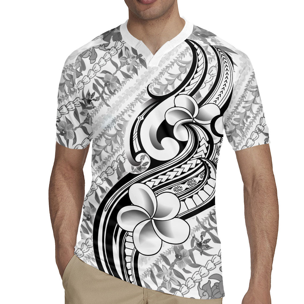 Hawaii Plumeria Lokelani Pikake Lei Rugby Jersey Ele'ele Polynesian Tattoo