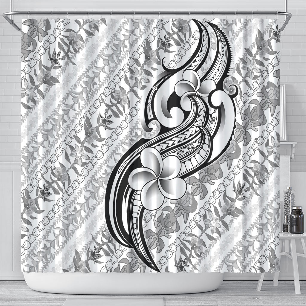 Hawaii Plumeria Lokelani Pikake Lei Shower Curtain Ele'ele Polynesian Tattoo LT9 - Polynesian Pride