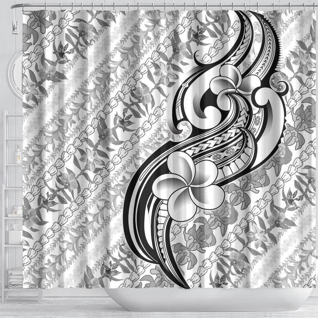 Hawaii Plumeria Lokelani Pikake Lei Shower Curtain Ele'ele Polynesian Tattoo LT9 - Polynesian Pride