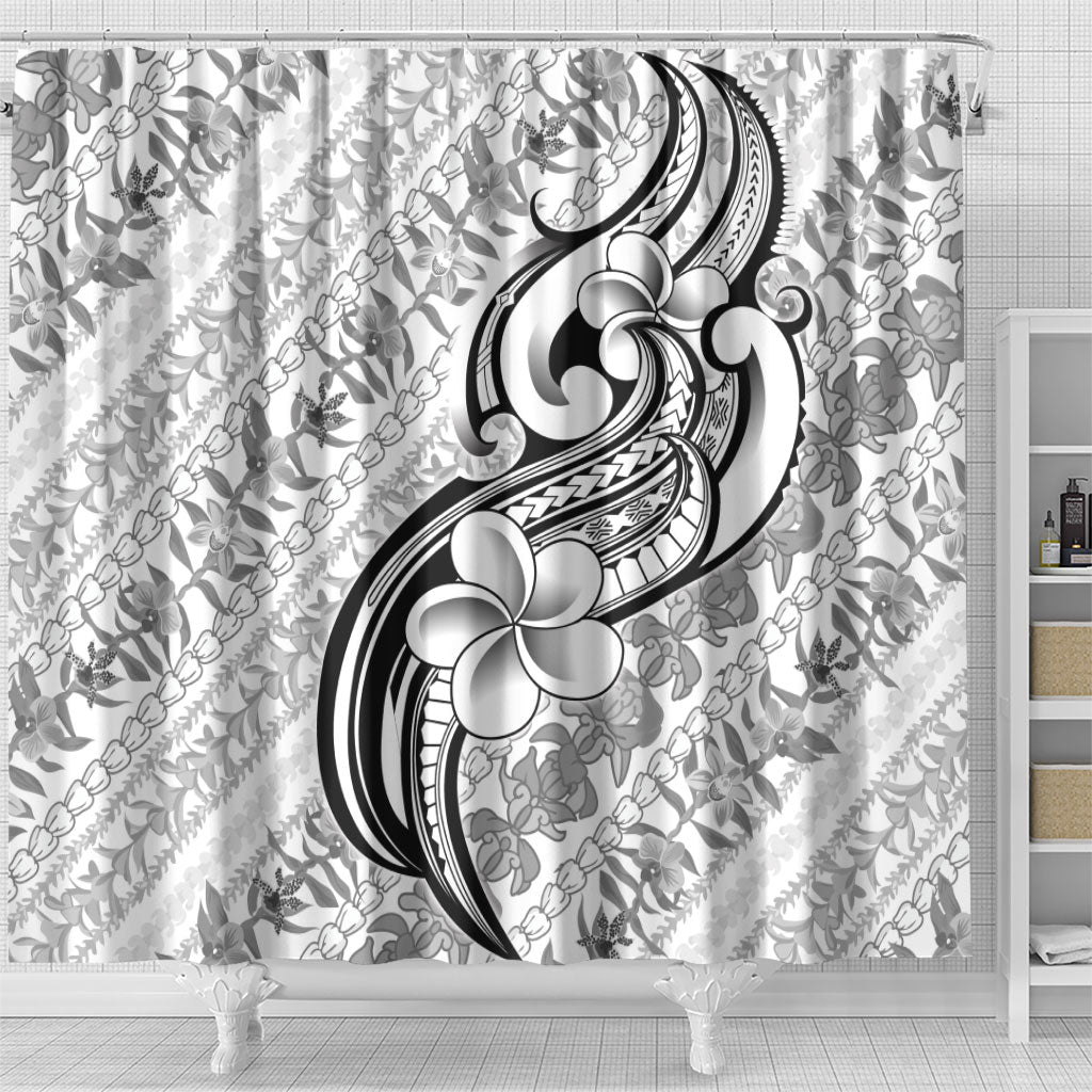 Hawaii Plumeria Lokelani Pikake Lei Shower Curtain Ele'ele Polynesian Tattoo LT9 - Polynesian Pride