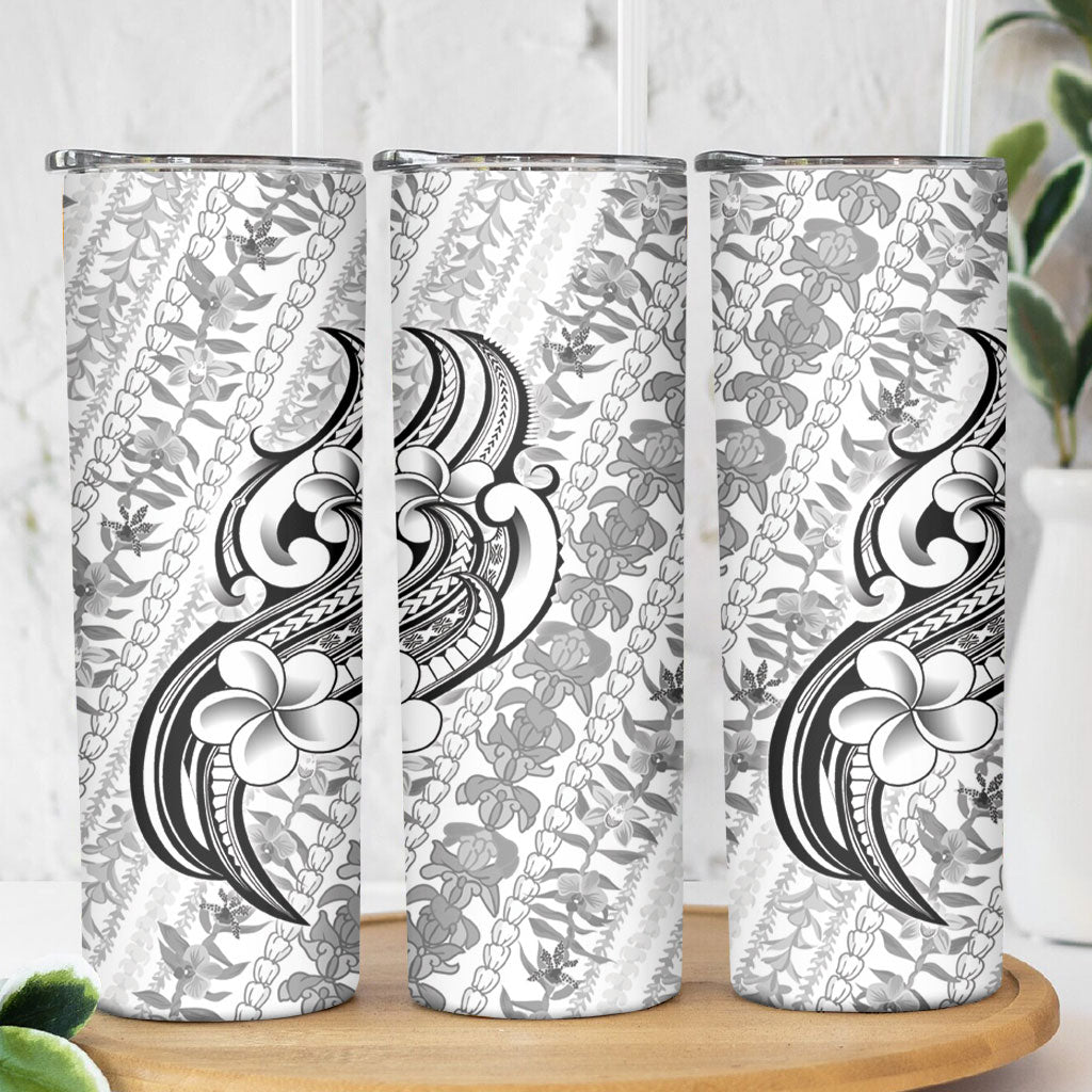 Hawaii Plumeria Lokelani Pikake Lei Skinny Tumbler Ele'ele Polynesian Tattoo