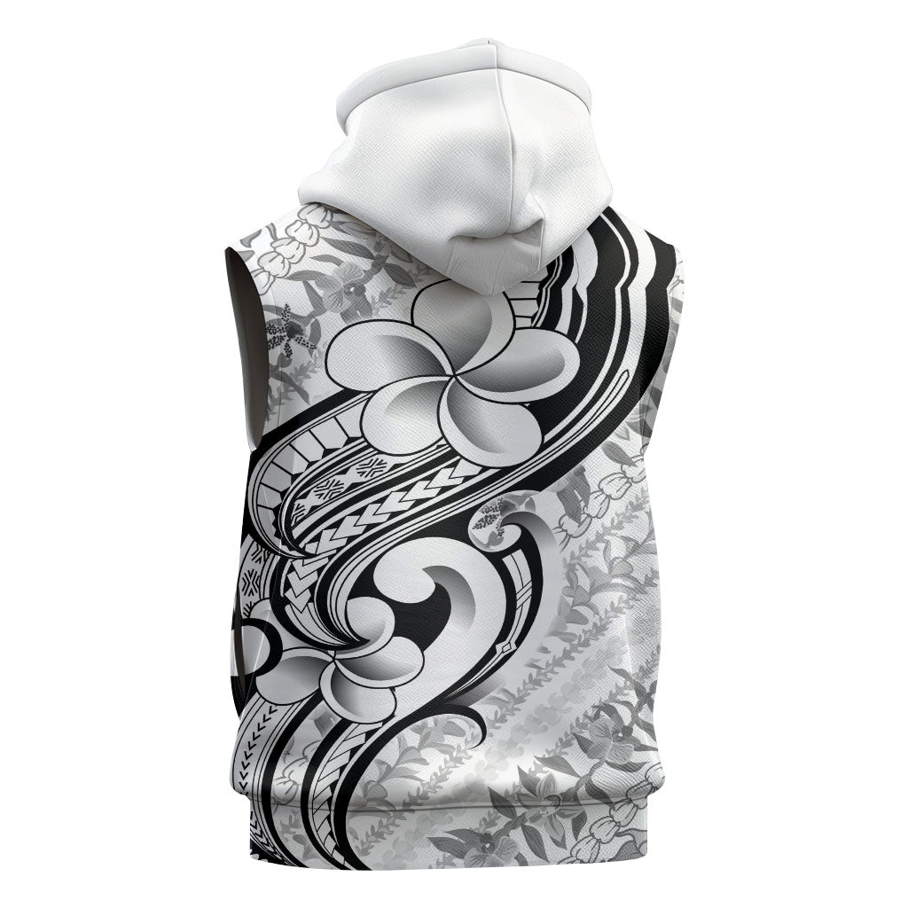 Hawaii Plumeria Lokelani Pikake Lei Sleeveless Hoodie Ele'ele Polynesian Tattoo LT9 - Polynesian Pride