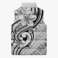 Hawaii Plumeria Lokelani Pikake Lei Sleeveless Puffer Jacket Ele'ele Polynesian Tattoo LT9 - Polynesian Pride
