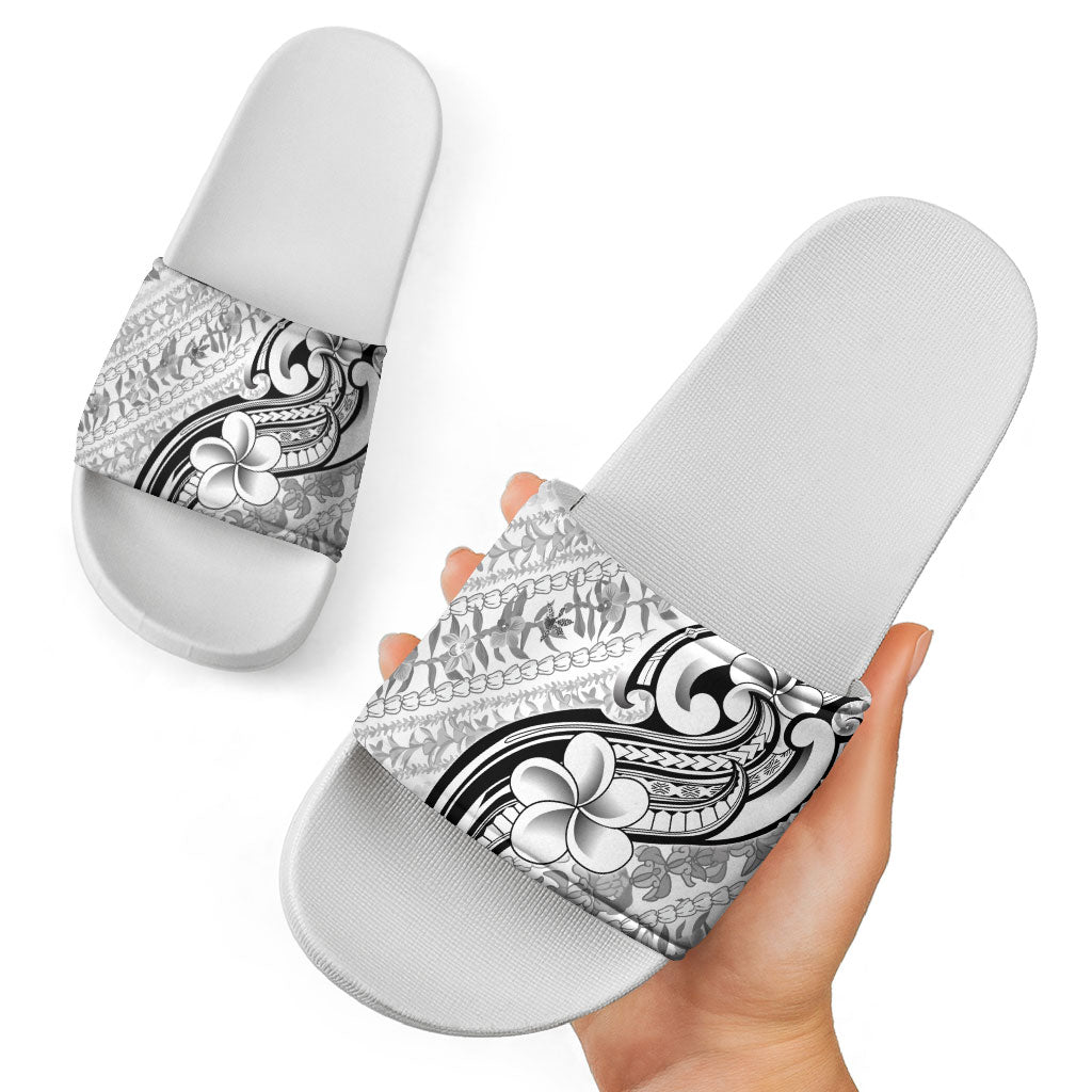 Hawaii Plumeria Lokelani Pikake Lei Slide Sandals Ele'ele Polynesian Tattoo