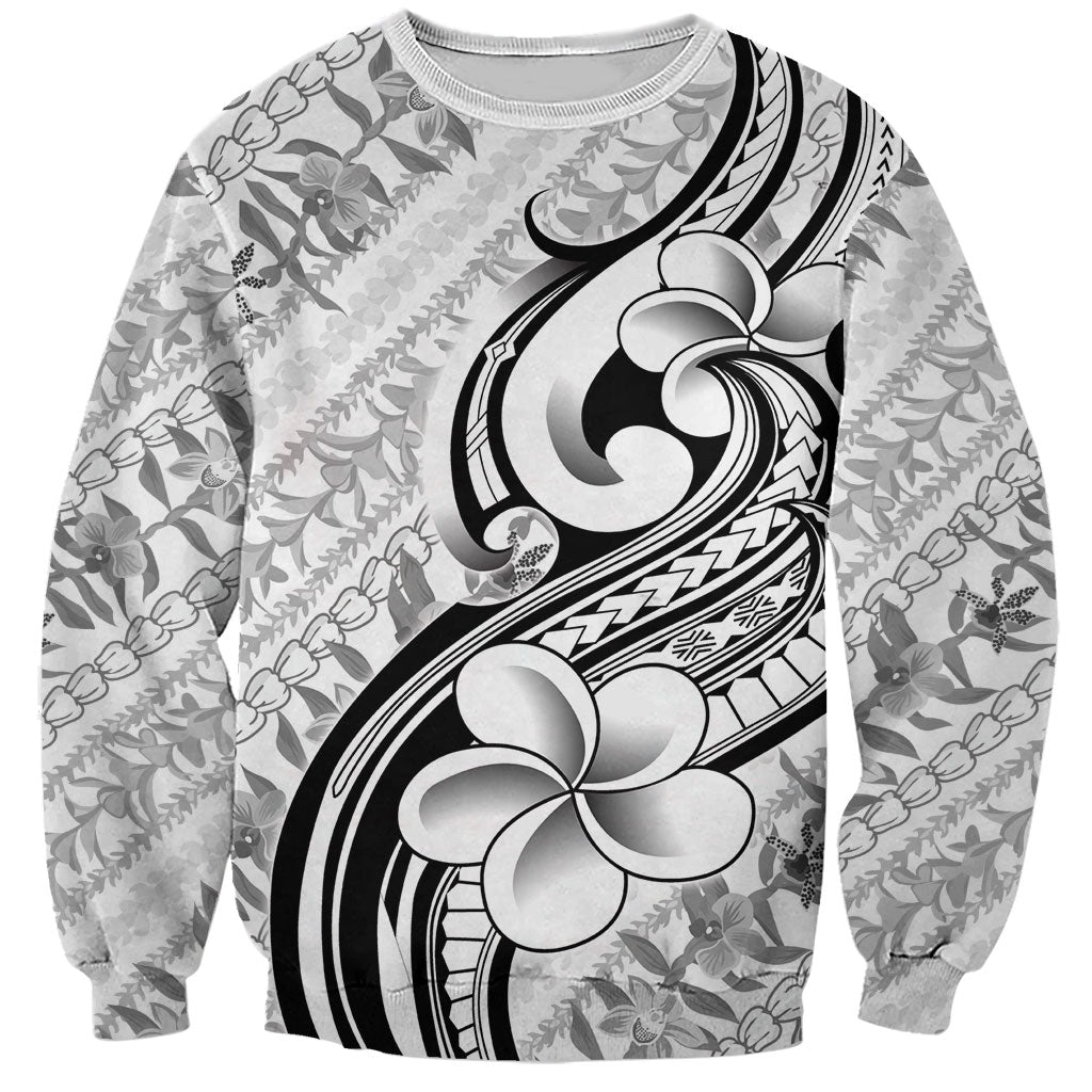 Hawaii Plumeria Lokelani Pikake Lei Sweatshirt Ele'ele Polynesian Tattoo LT9 Unisex Black - Polynesian Pride
