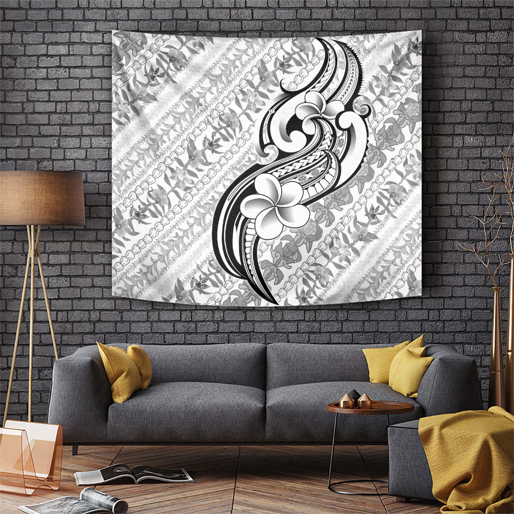Hawaii Plumeria Lokelani Pikake Lei Tapestry Ele'ele Polynesian Tattoo LT9 Black - Polynesian Pride