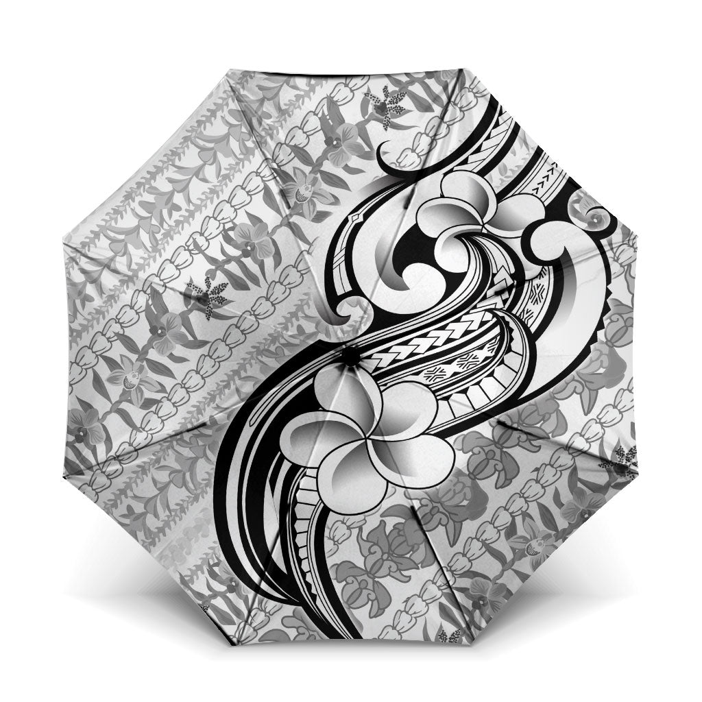 Hawaii Plumeria Lokelani Pikake Lei Umbrella Ele'ele Polynesian Tattoo LT9 One Size Folded 11.42 inch Opened Diameter 37.4 inch Black - Polynesian Pride